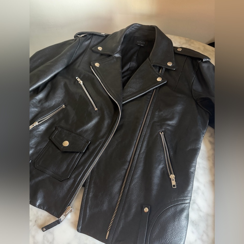 Women’s 100% Genuine Leather Theory Dalayan Biker Jacket Motorcycle